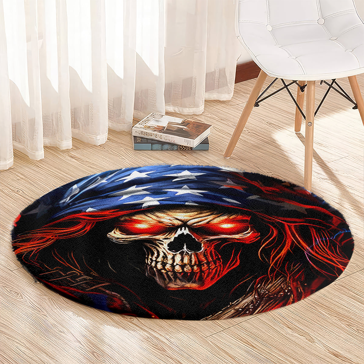 American Skull Round Carpet One Day I Gonna Fuck It All