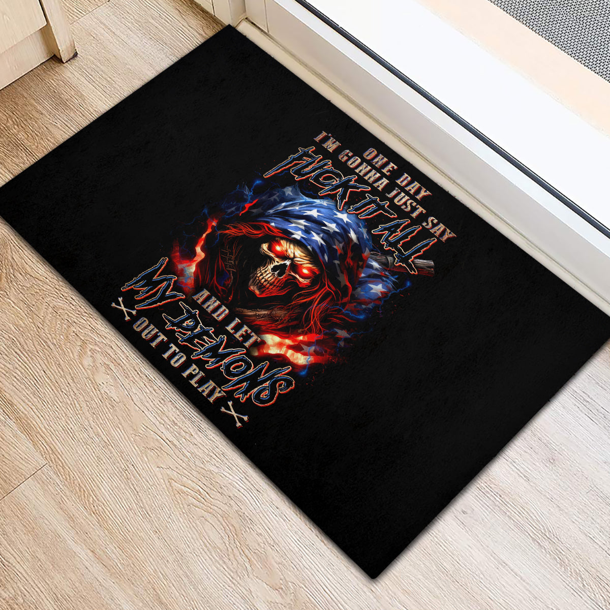 American Skull Rubber Doormat One Day I Gonna Fuck It All - Wonder Print Shop
