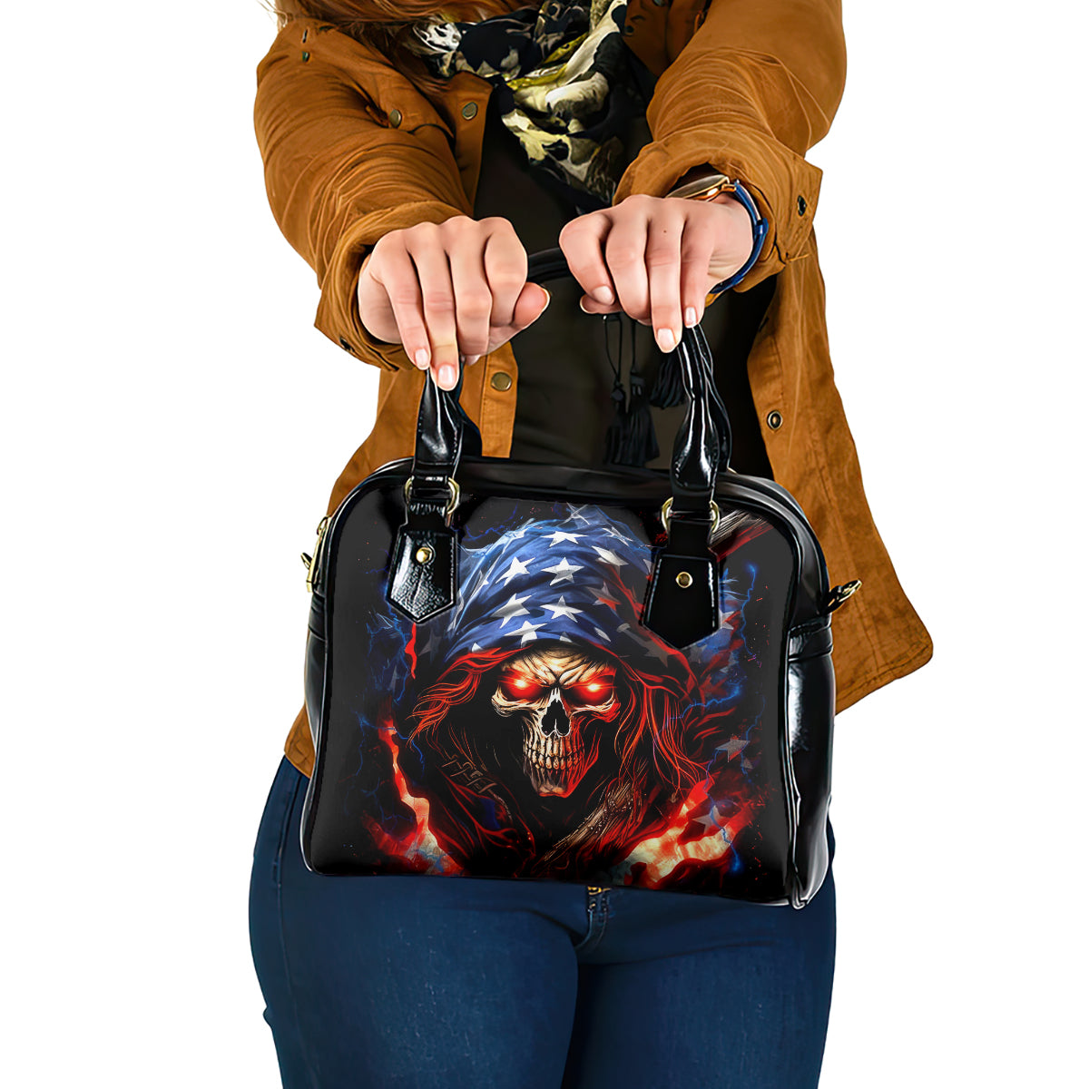 American Skull Shoulder Handbag One Day I Gonna Fuck It All