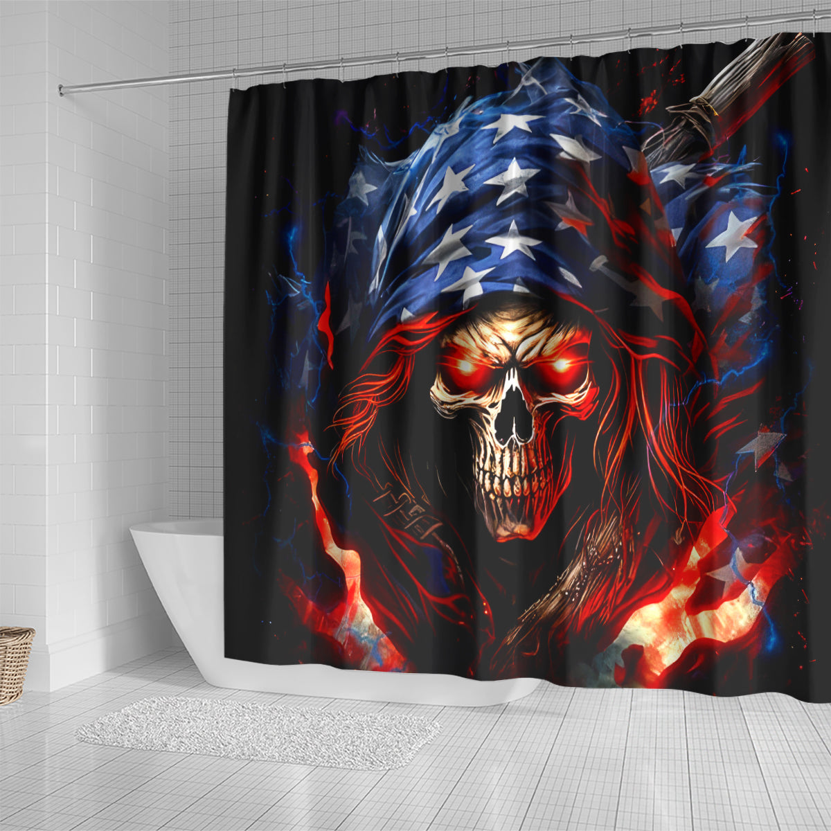 American Skull Shower Curtain One Day I Gonna Fuck It All