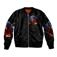 American Skull Sleeve Zip Bomber Jacket One Day I Gonna Fuck It All - Wonder Print Shop