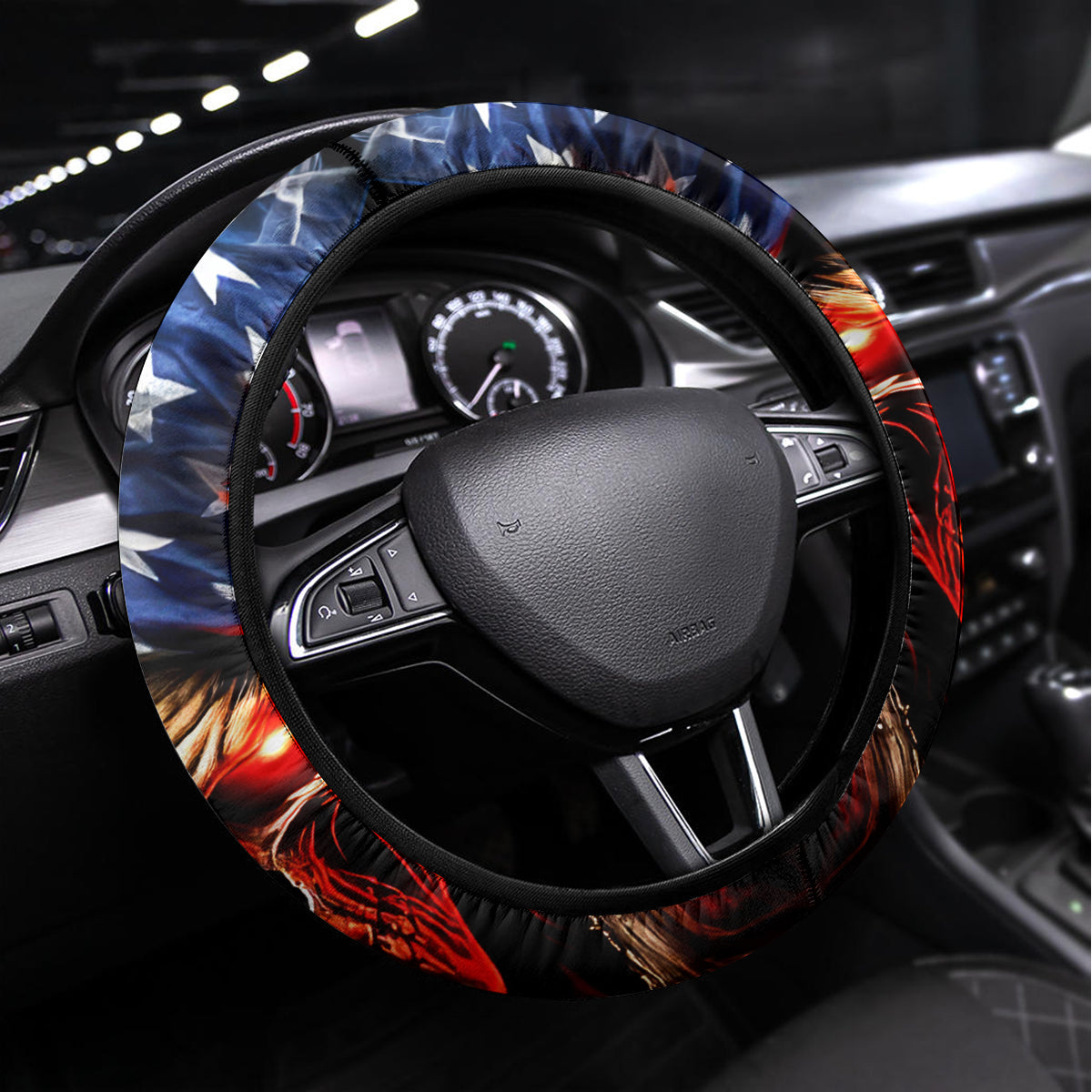 American Skull Steering Wheel Cover One Day I Gonna Fuck It All - Wonder Print Shop