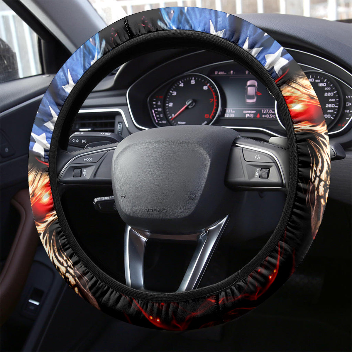 American Skull Steering Wheel Cover One Day I Gonna Fuck It All - Wonder Print Shop