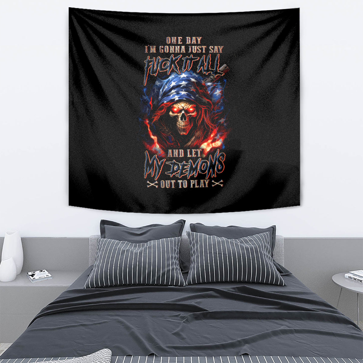 American Skull Tapestry One Day I Gonna Fuck It All - Wonder Print Shop