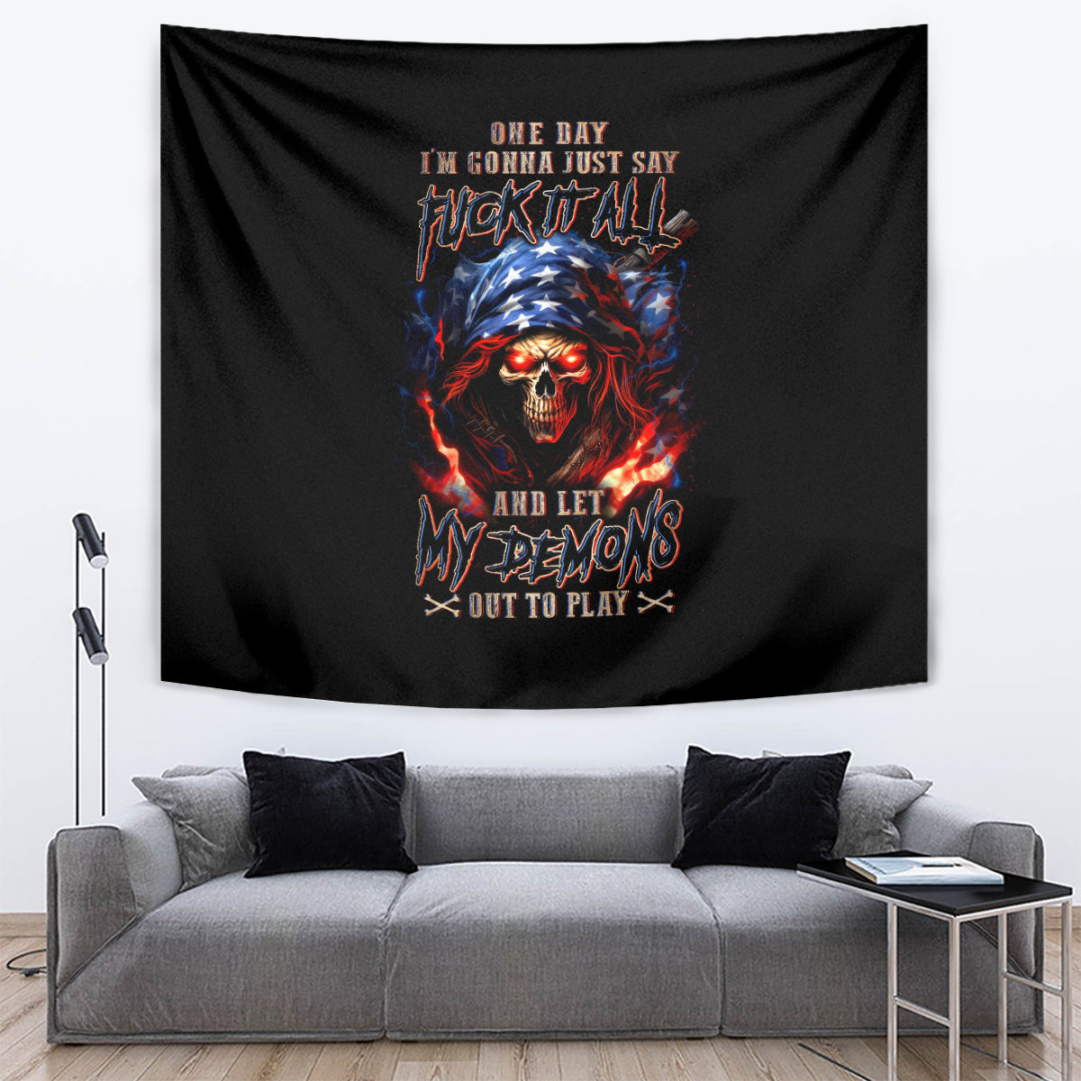 American Skull Tapestry One Day I Gonna Fuck It All - Wonder Print Shop