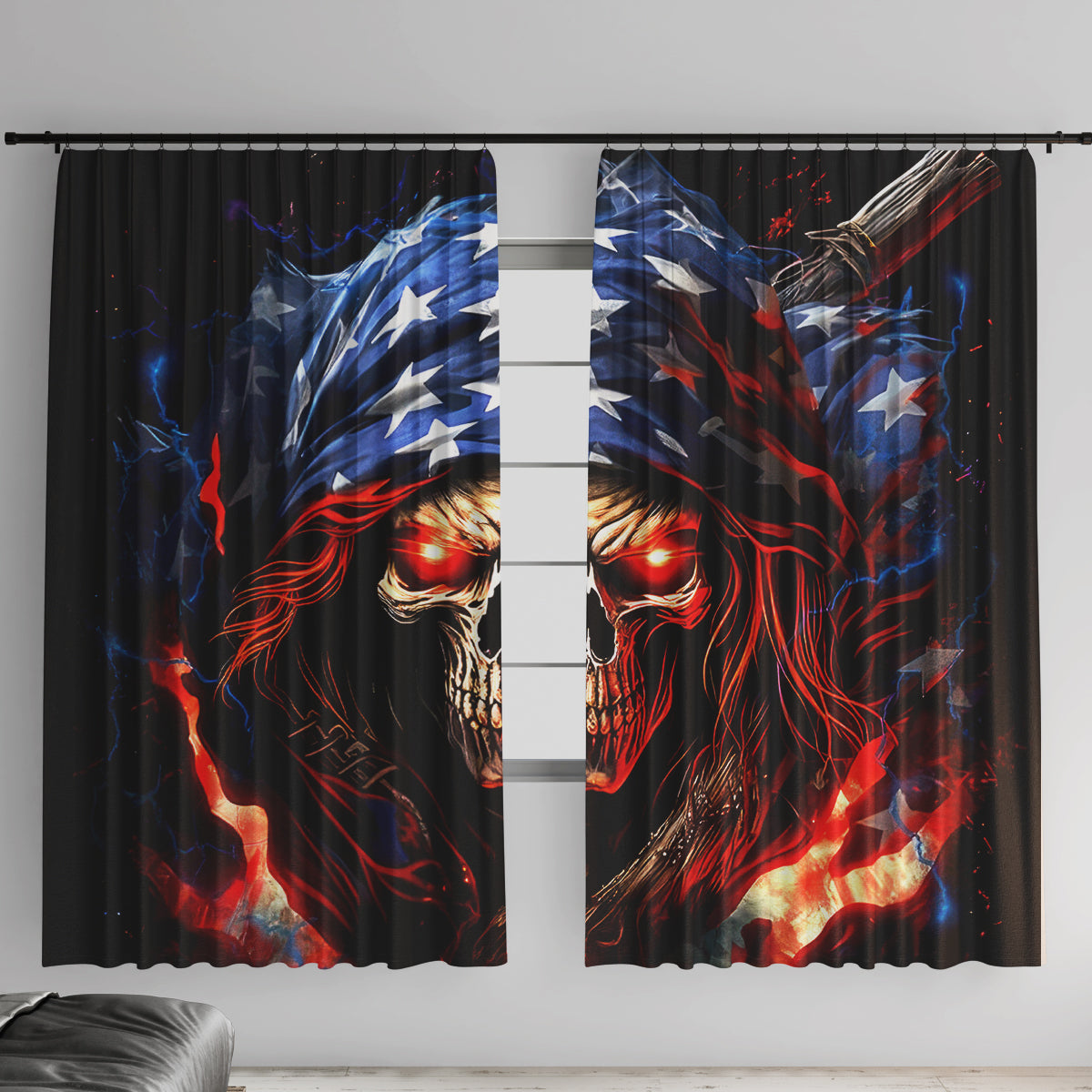 American Skull Window Curtain One Day I Gonna Fuck It All - Wonder Print Shop