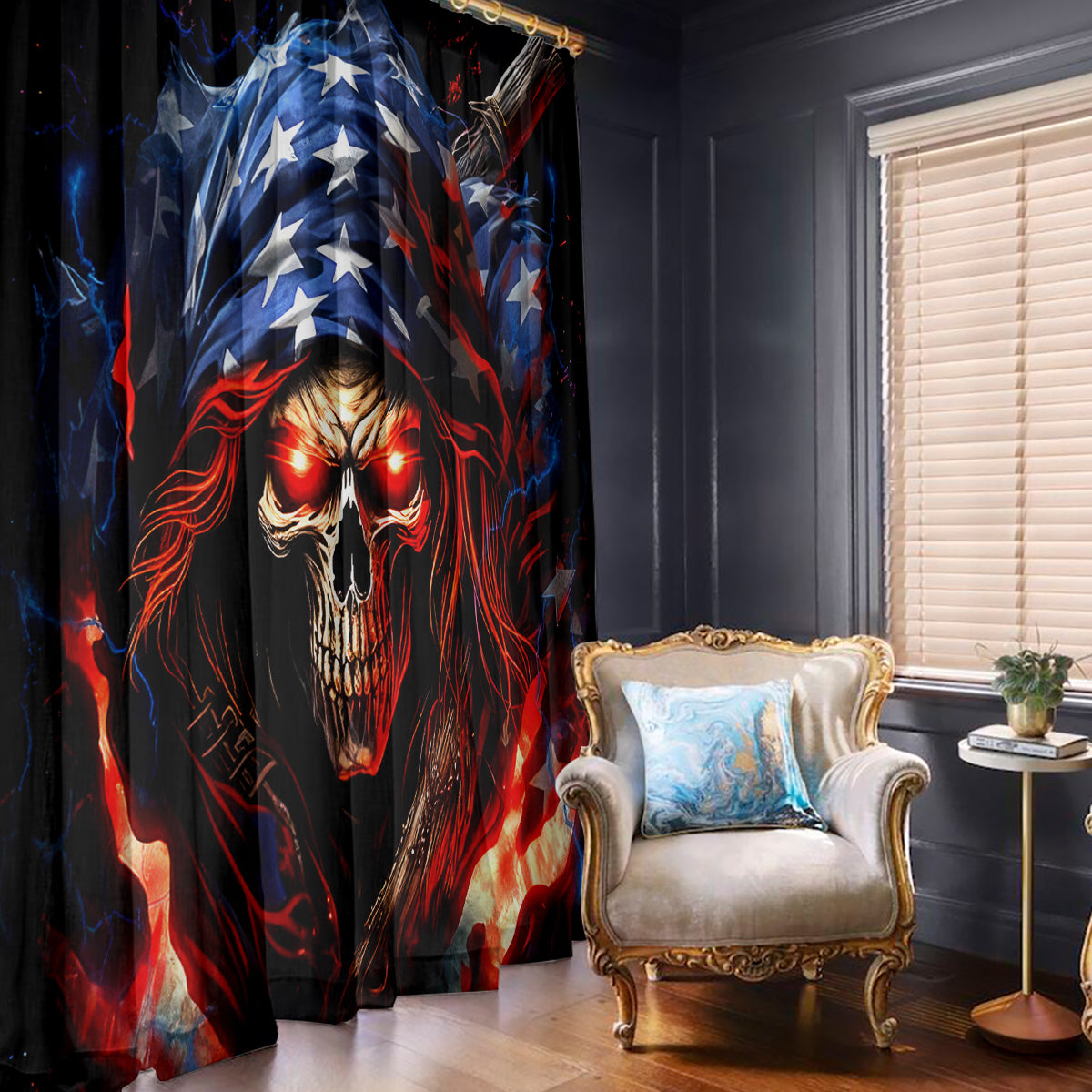American Skull Window Curtain One Day I Gonna Fuck It All - Wonder Print Shop