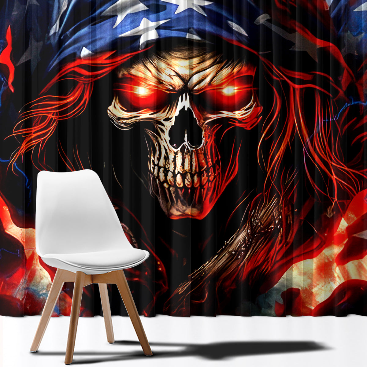 American Skull Window Curtain One Day I Gonna Fuck It All - Wonder Print Shop