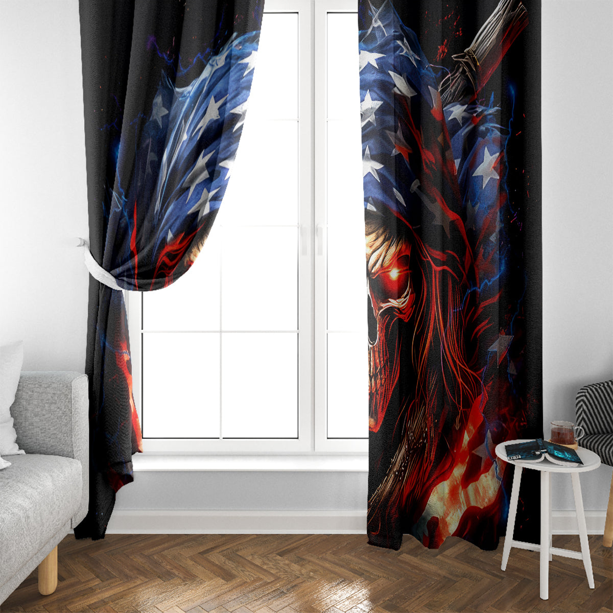 American Skull Window Curtain One Day I Gonna Fuck It All - Wonder Print Shop