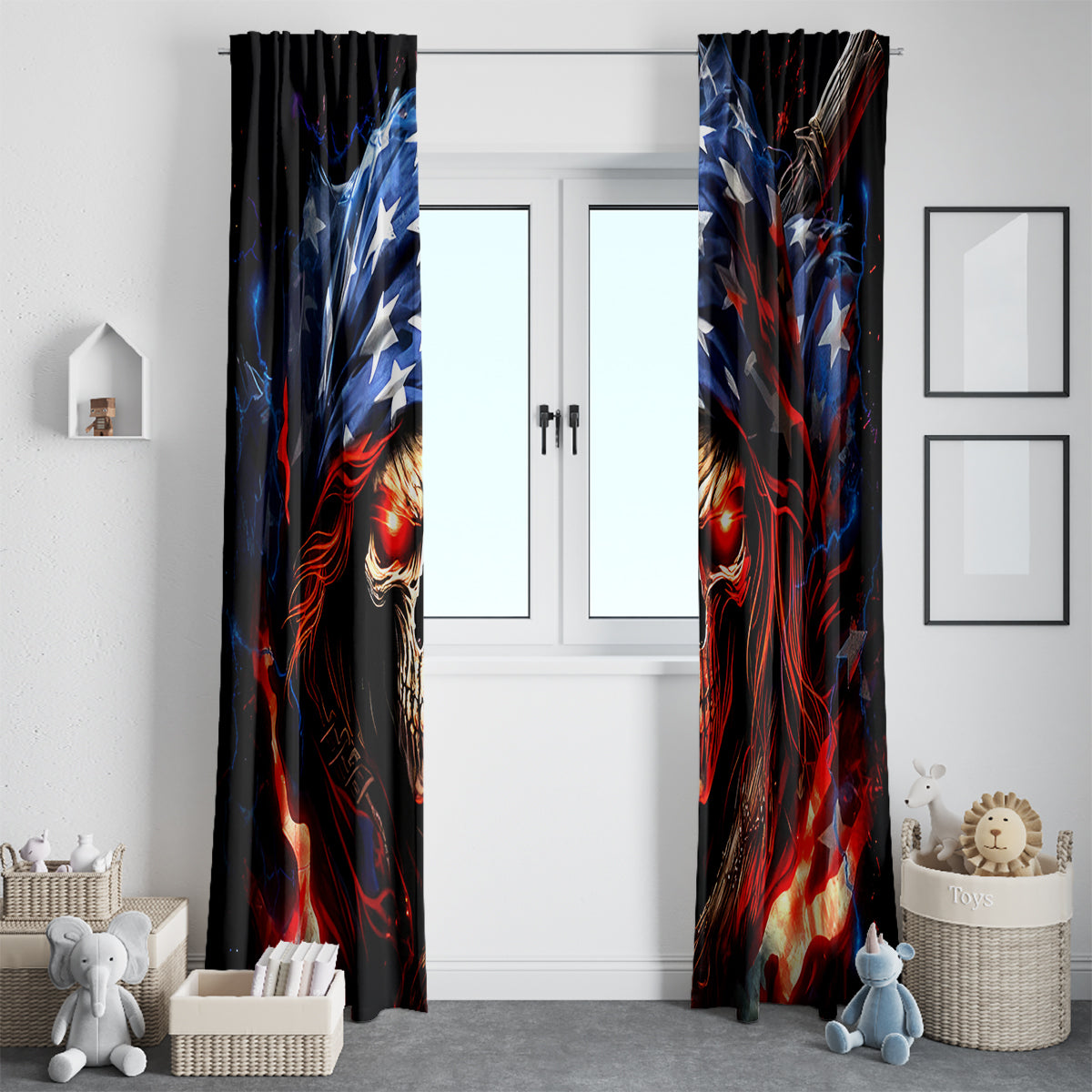 American Skull Window Curtain One Day I Gonna Fuck It All - Wonder Print Shop