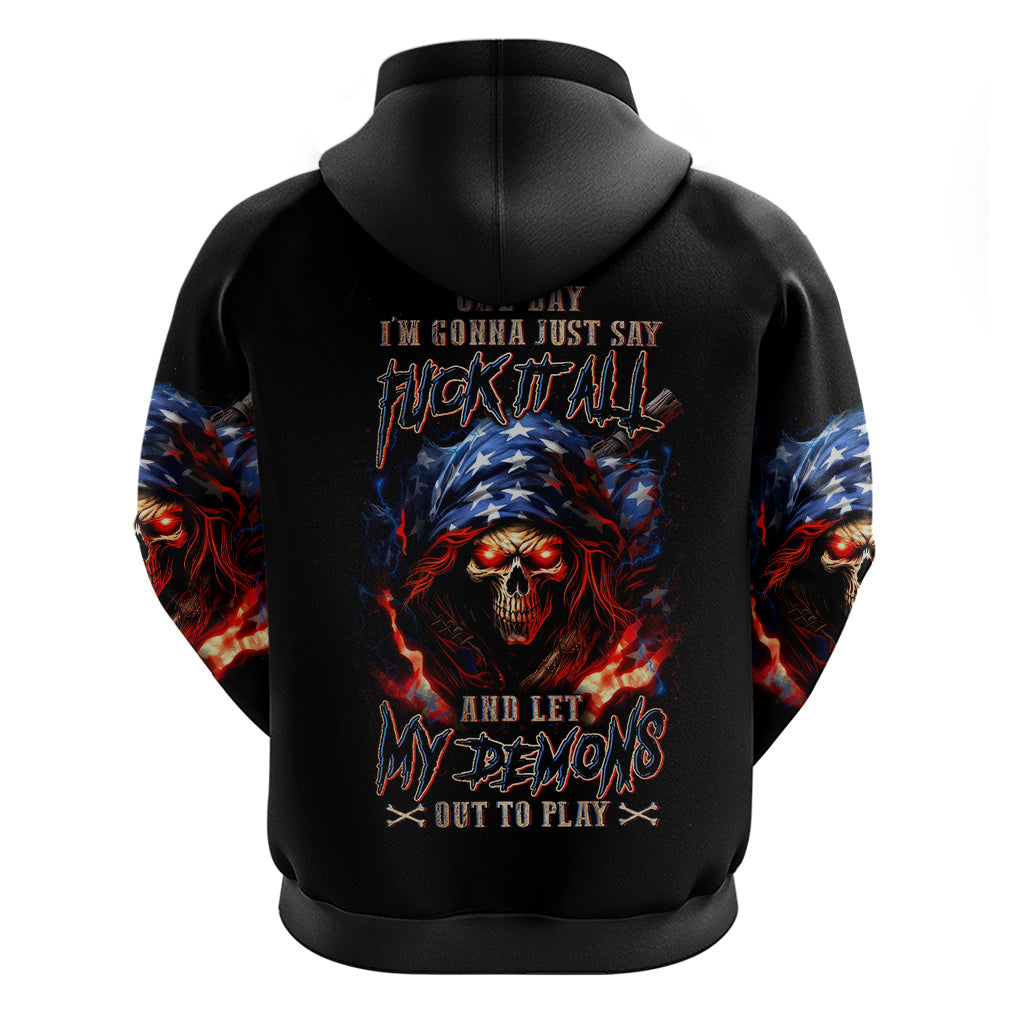 American Skull Zip Hoodie One Day I Gonna Fuck It All - Wonder Print Shop
