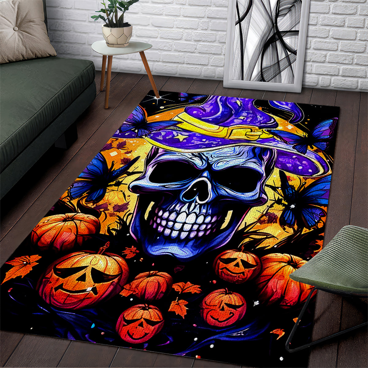 Halloween Skull Area Rug Please Excuse My Resting Witch Face - Wonder Print Shop