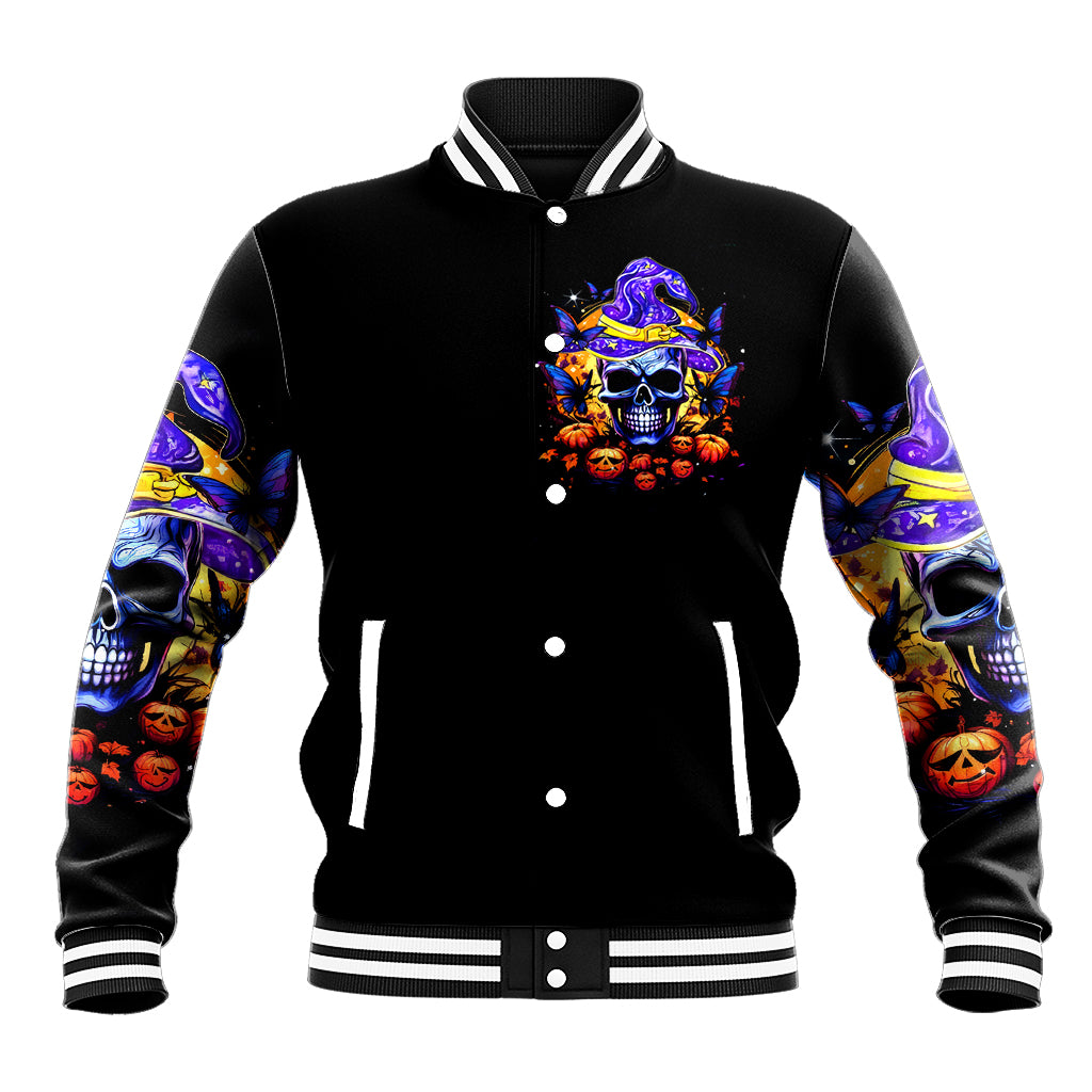 Halloween Skull Baseball Jacket Please Excuse My Resting Witch Face - Wonder Print Shop