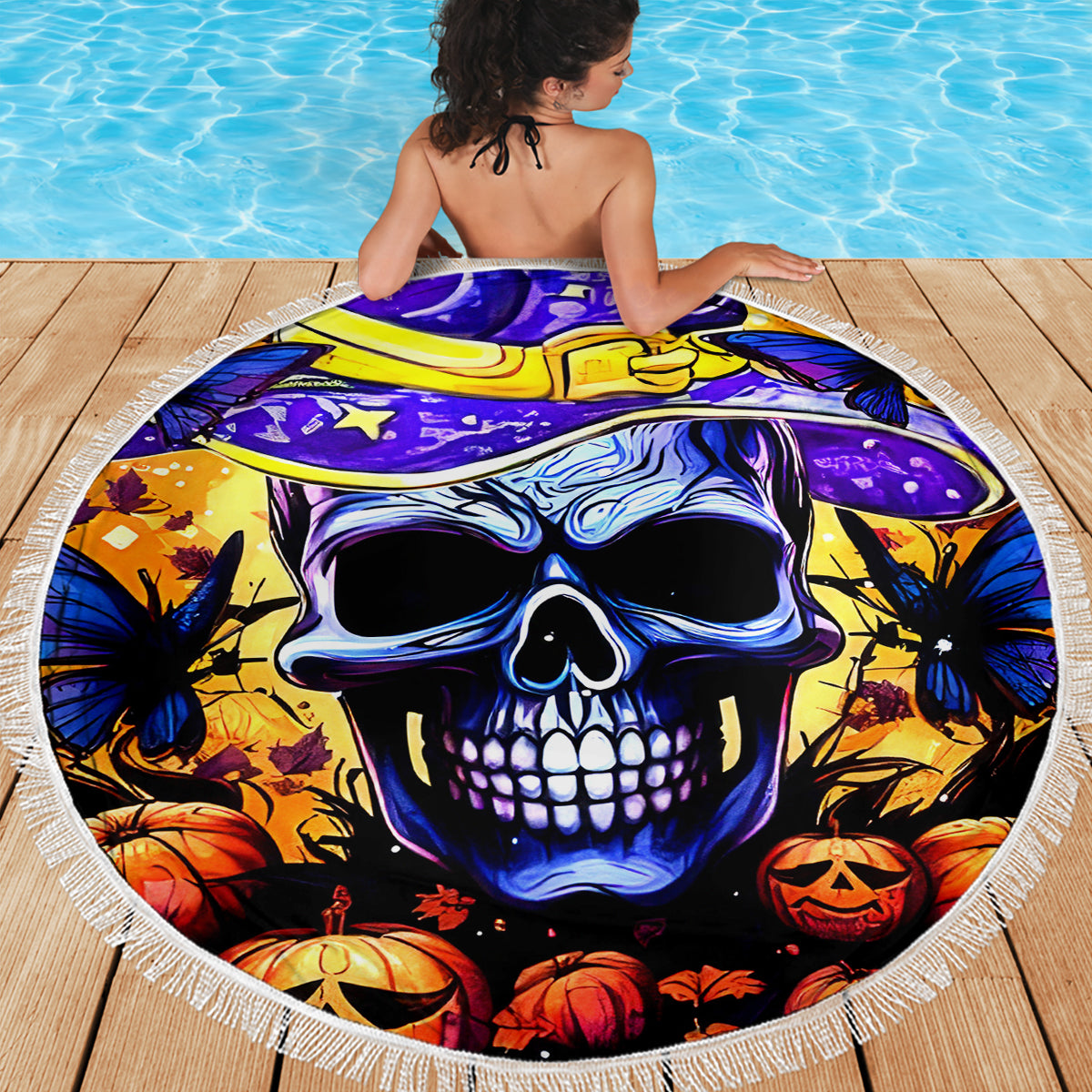 Halloween Skull Beach Blanket Please Excuse My Resting Witch Face - Wonder Print Shop