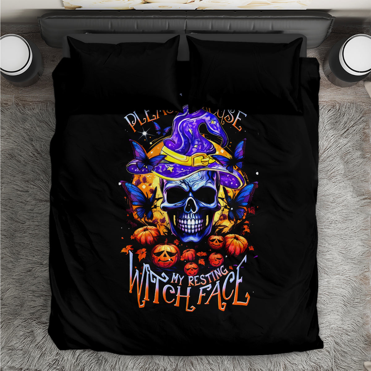 Halloween Skull Bedding Set Please Excuse My Resting Witch Face - Wonder Print Shop