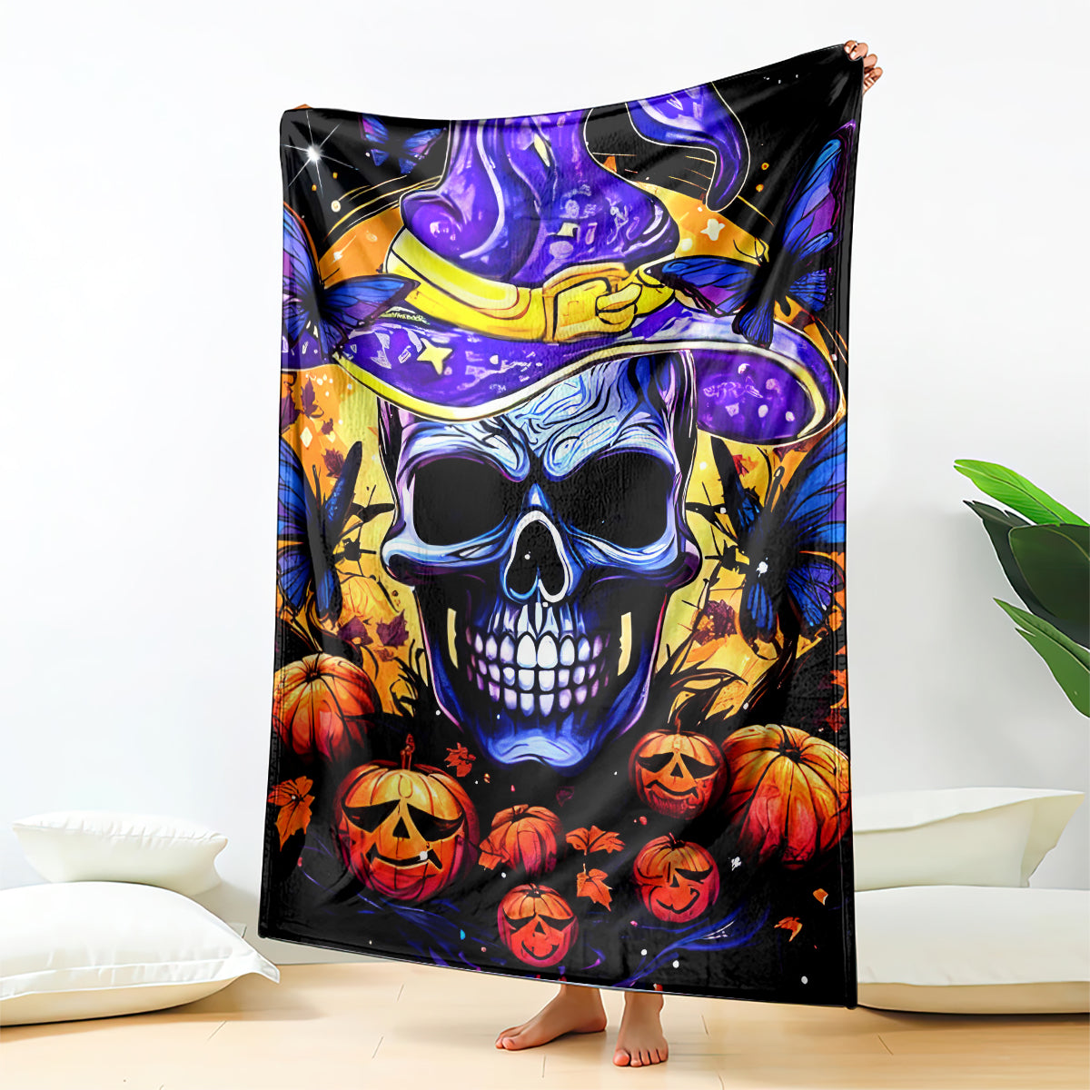 Halloween Skull Blanket Please Excuse My Resting Witch Face