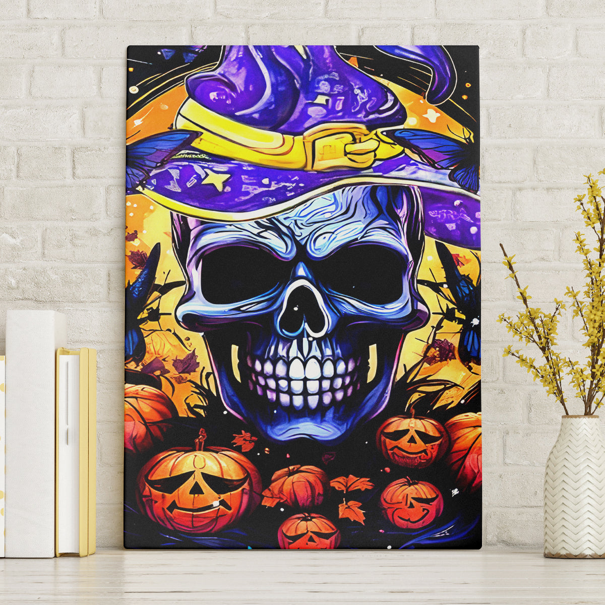Halloween Skull Canvas Wall Art Please Excuse My Resting Witch Face - Wonder Print Shop