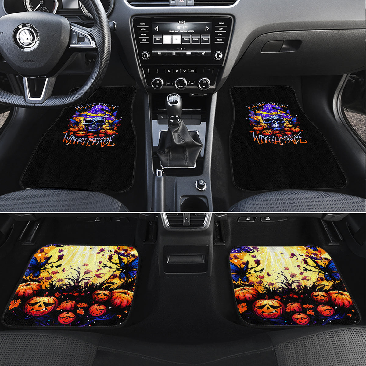 Halloween Skull Car Mats Please Excuse My Resting Witch Face - Wonder Print Shop