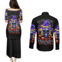Black maxi pulletasi dress and long-sleeve button shirt set with skull witch graphic