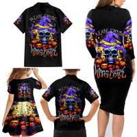 Halloween Skull Family Matching Long Sleeve Bodycon Dress and Hawaiian Shirt Please Excuse My Resting Witch Face - Wonder Print Shop