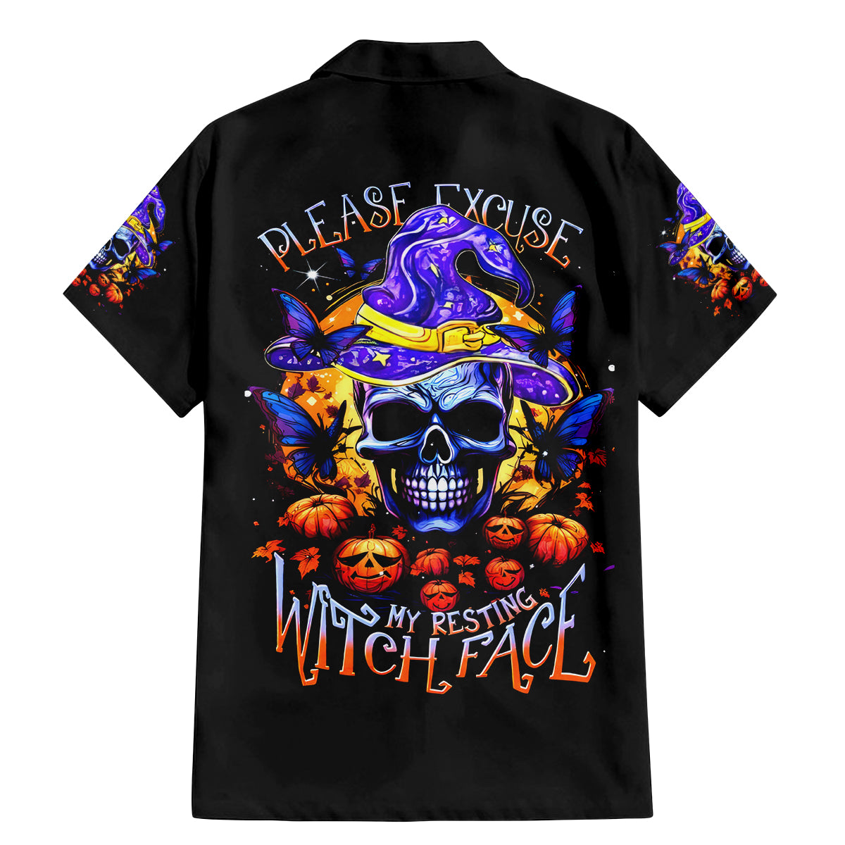 Halloween Skull Family Matching Mermaid Dress and Hawaiian Shirt Please Excuse My Resting Witch Face - Wonder Print Shop