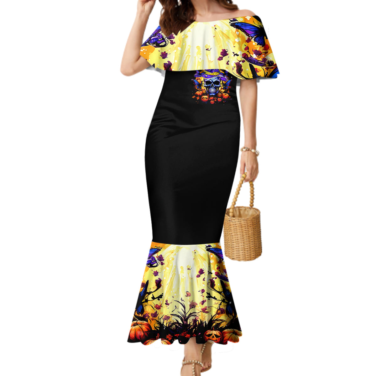 Halloween Skull Family Matching Mermaid Dress and Hawaiian Shirt Please Excuse My Resting Witch Face - Wonder Print Shop