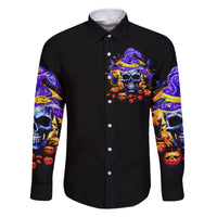 Halloween Skull Family Matching Off Shoulder Long Sleeve Dress and Hawaiian Shirt Please Excuse My Resting Witch Face - Wonder Print Shop