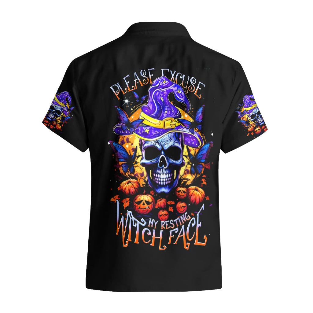 Halloween Skull Hawaiian Shirt Please Excuse My Resting Witch Face - Wonder Print Shop