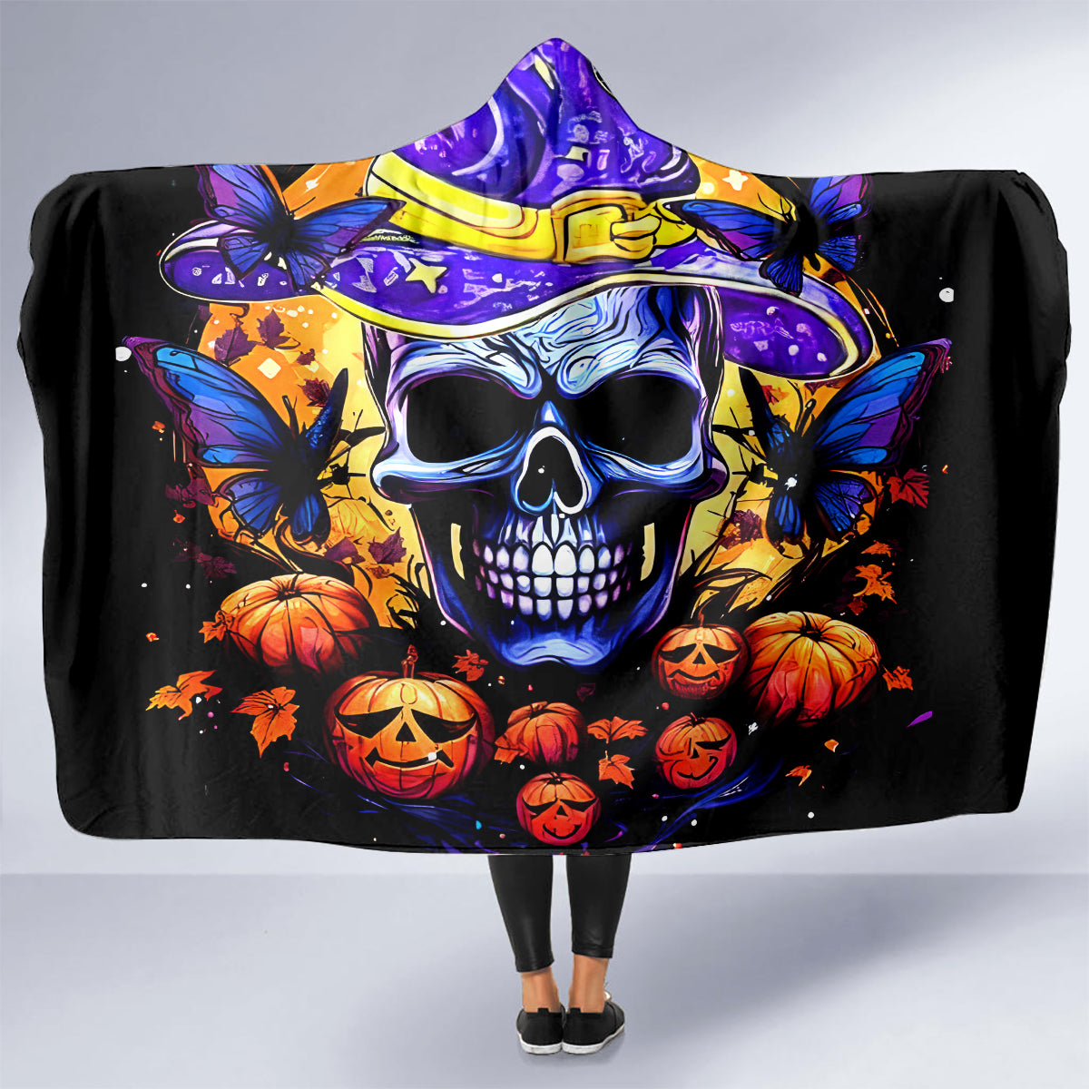 Halloween Skull Hooded Blanket Please Excuse My Resting Witch Face