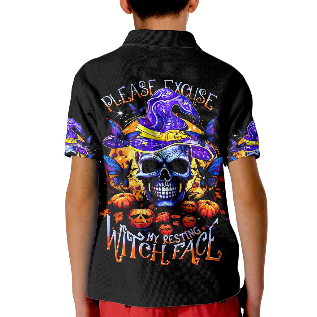 Halloween Skull Kid Polo Shirt Please Excuse My Resting Witch Face - Wonder Print Shop