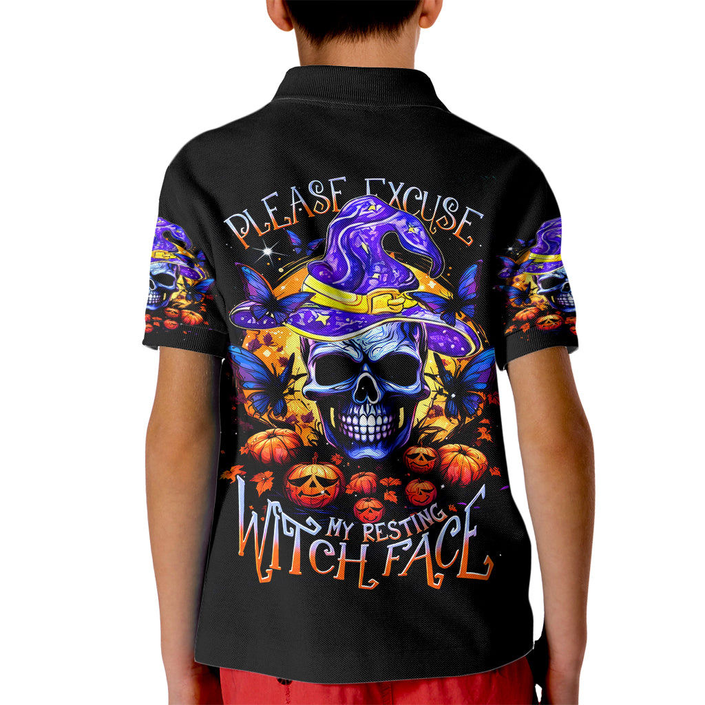Halloween Skull Kid Polo Shirt Please Excuse My Resting Witch Face - Wonder Print Shop