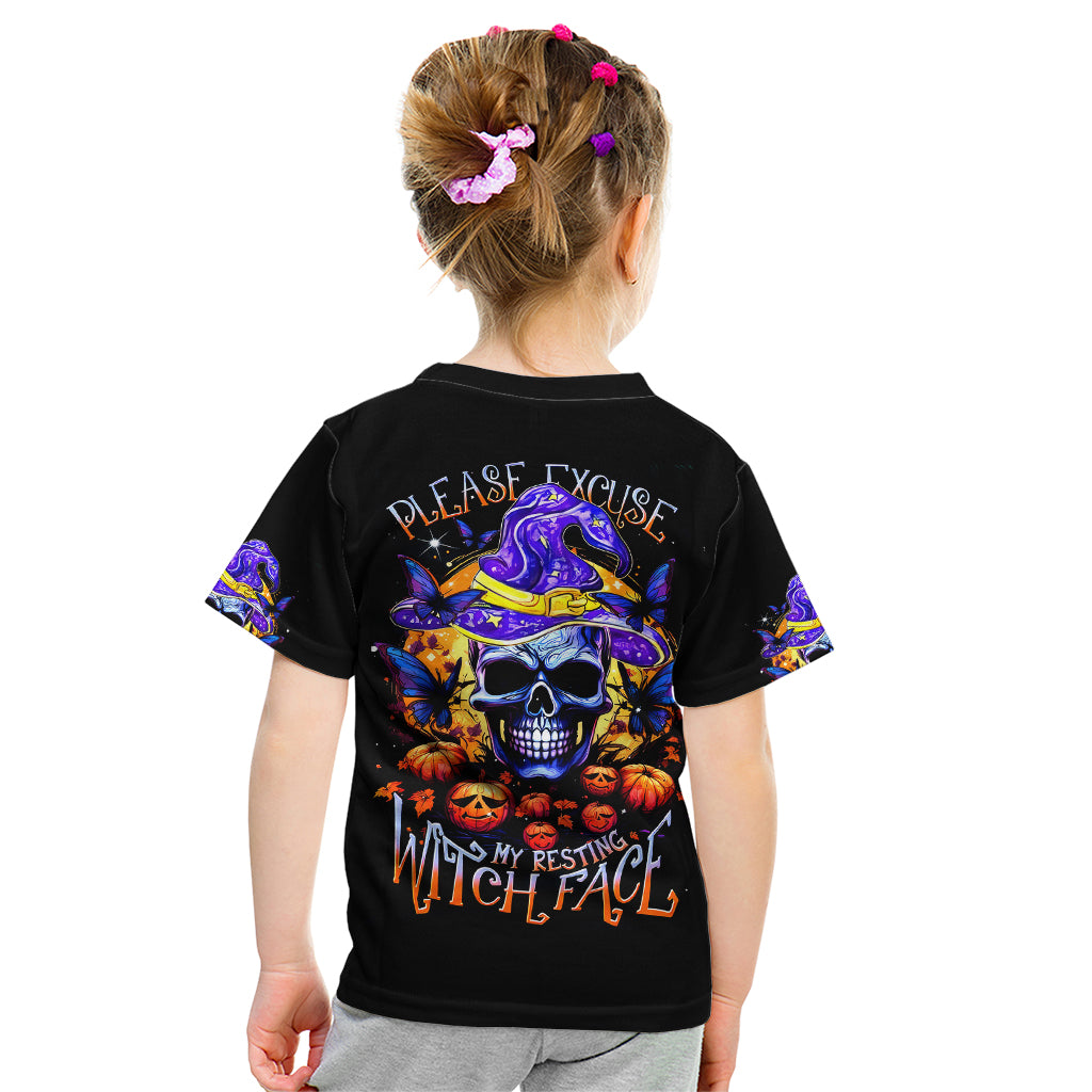 Halloween Skull Kid T Shirt Please Excuse My Resting Witch Face - Wonder Print Shop