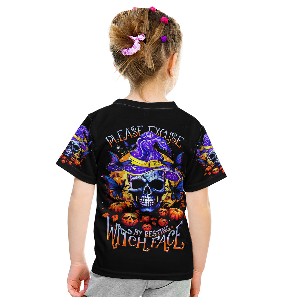 Halloween Skull Kid T Shirt Please Excuse My Resting Witch Face - Wonder Print Shop