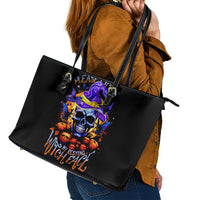 Halloween Skull Leather Tote Bag Please Excuse My Resting Witch Face - Wonder Print Shop