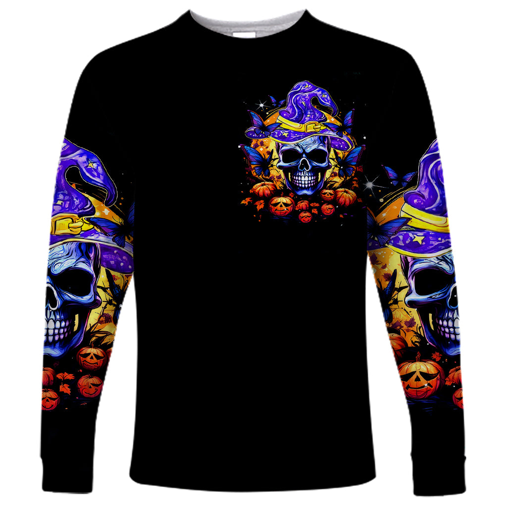 Halloween Skull Long Sleeve Shirt Please Excuse My Resting Witch Face - Wonder Print Shop
