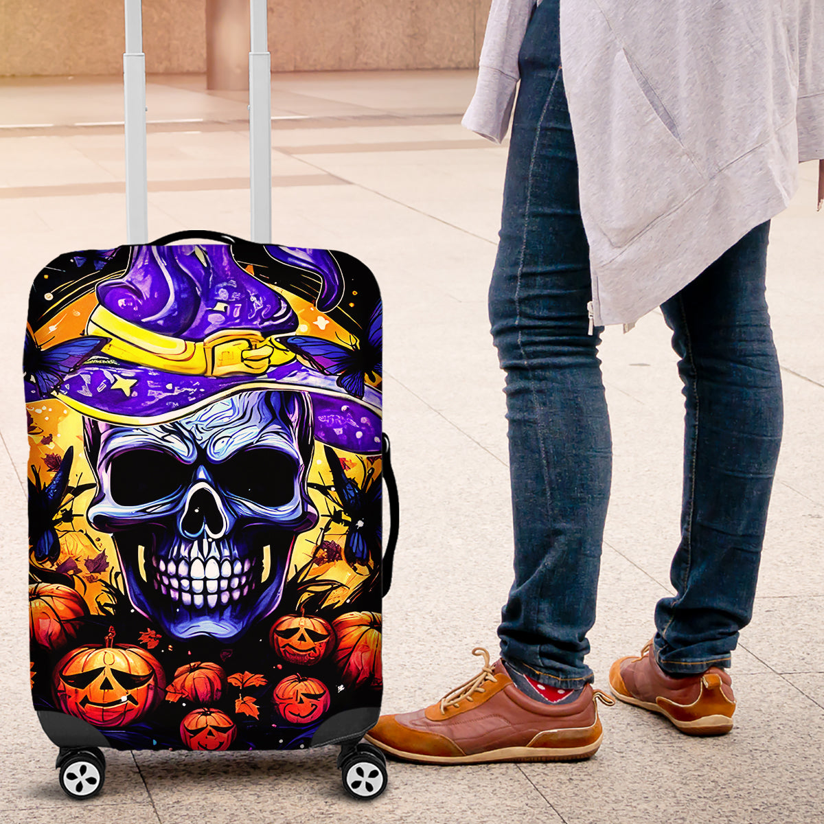 Halloween Skull Luggage Cover Please Excuse My Resting Witch Face - Wonder Print Shop