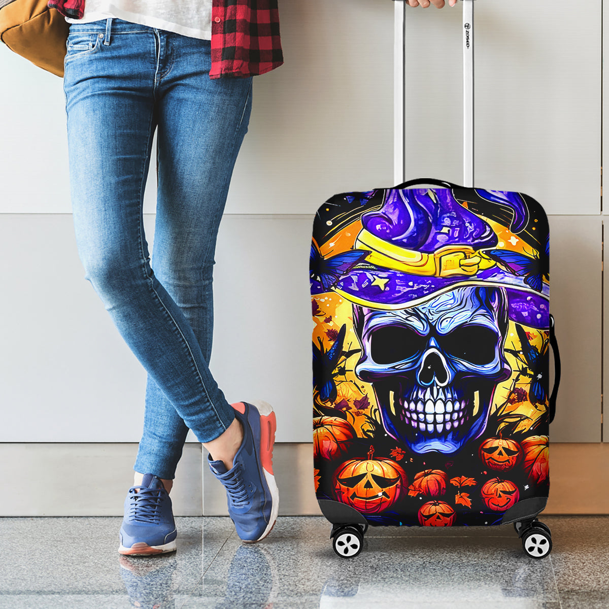 Halloween Skull Luggage Cover Please Excuse My Resting Witch Face - Wonder Print Shop
