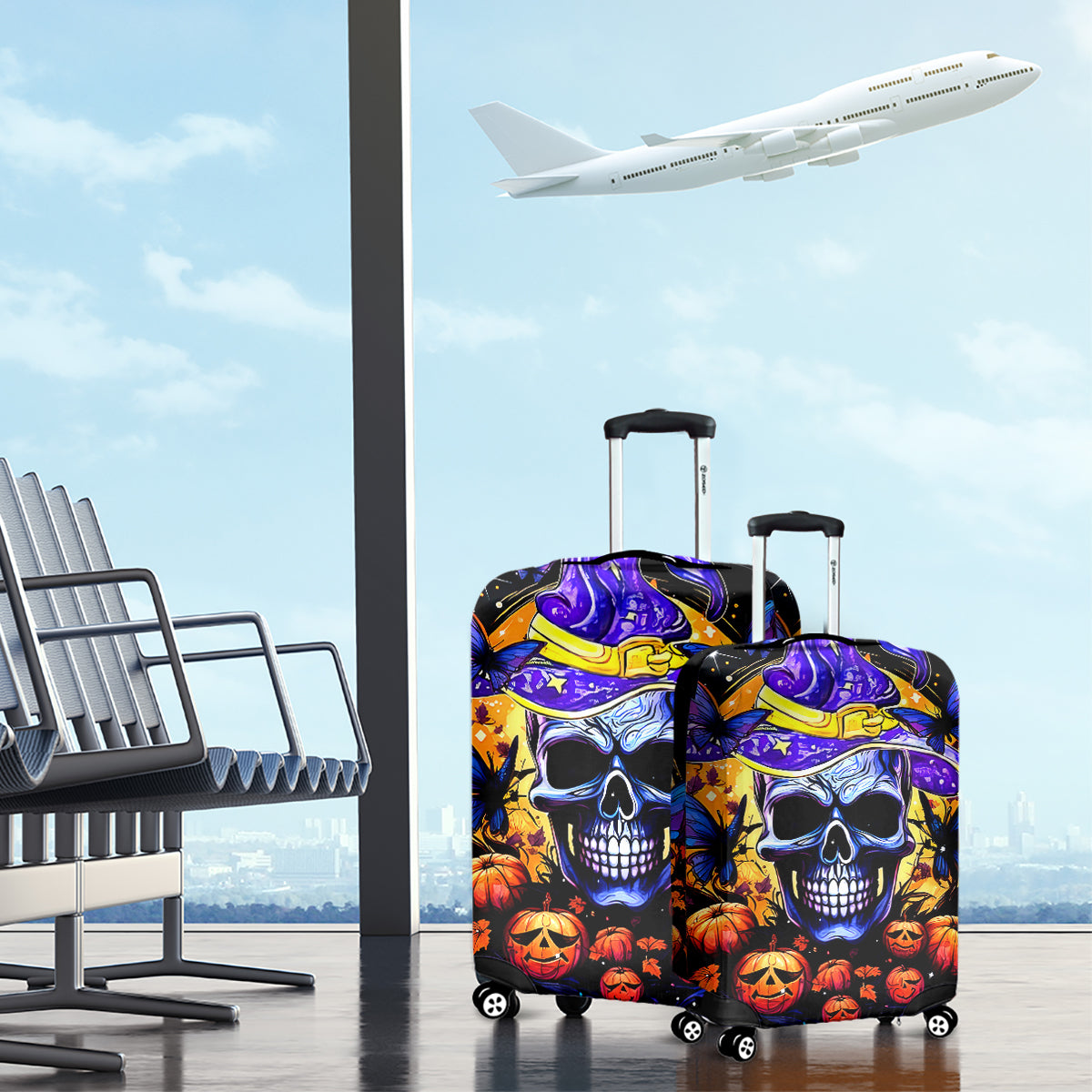 Halloween Skull Luggage Cover Please Excuse My Resting Witch Face - Wonder Print Shop