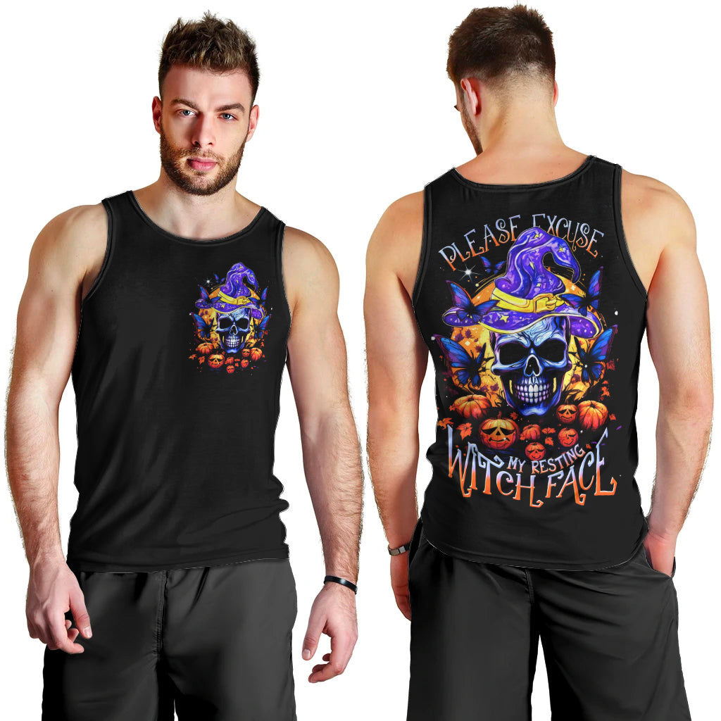 Halloween Skull Men Tank Top Please Excuse My Resting Witch Face - Wonder Print Shop