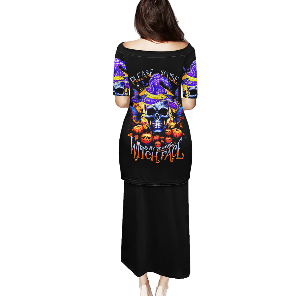 Halloween Skull Puletasi Please Excuse My Resting Witch Face - Wonder Print Shop