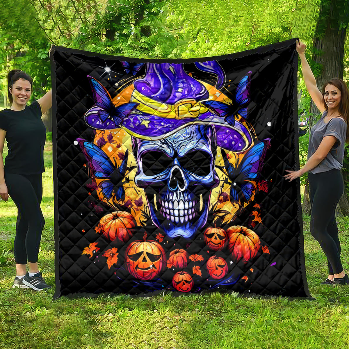 Halloween Skull Quilt Please Excuse My Resting Witch Face - Wonder Print Shop