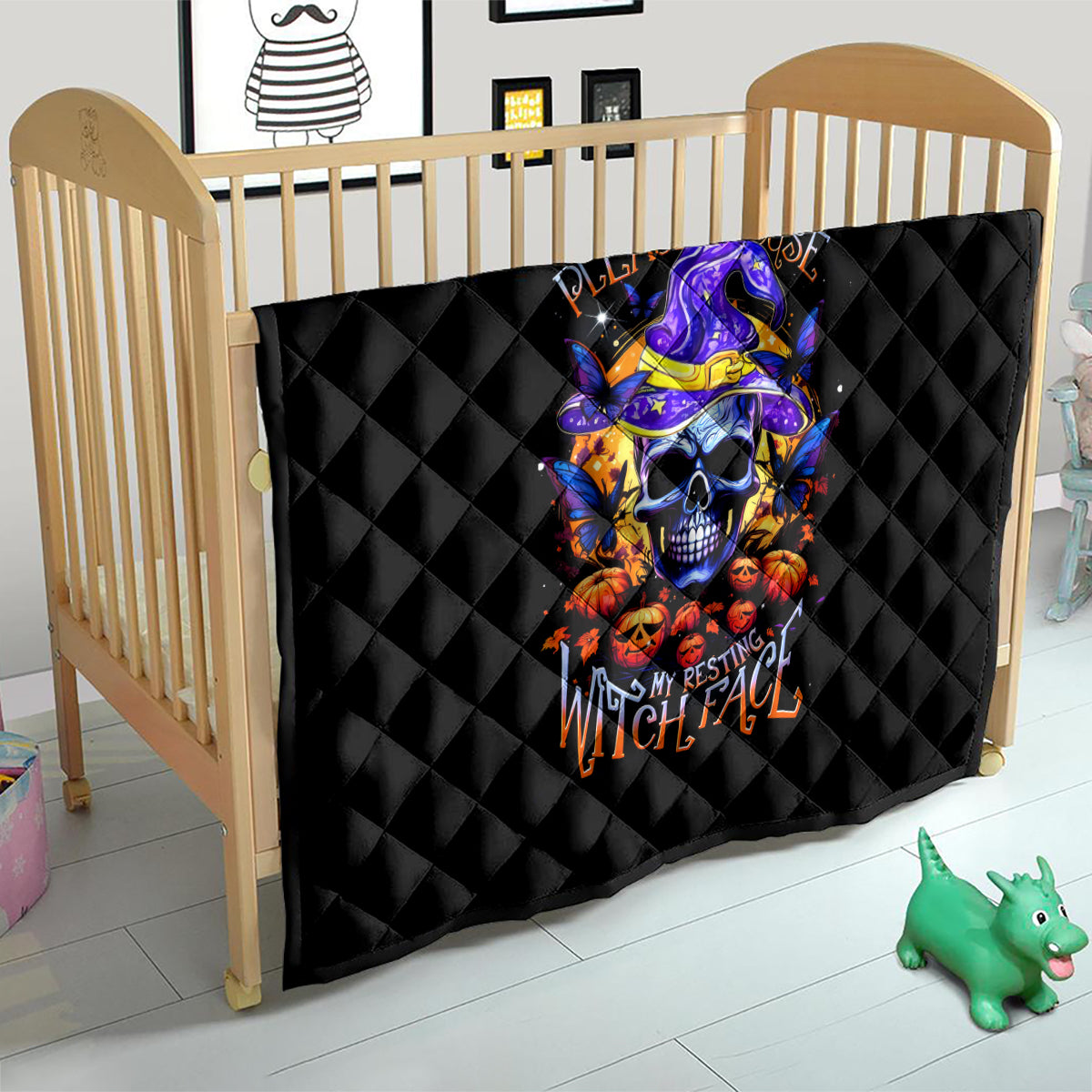 Halloween Skull Quilt Please Excuse My Resting Witch Face - Wonder Print Shop