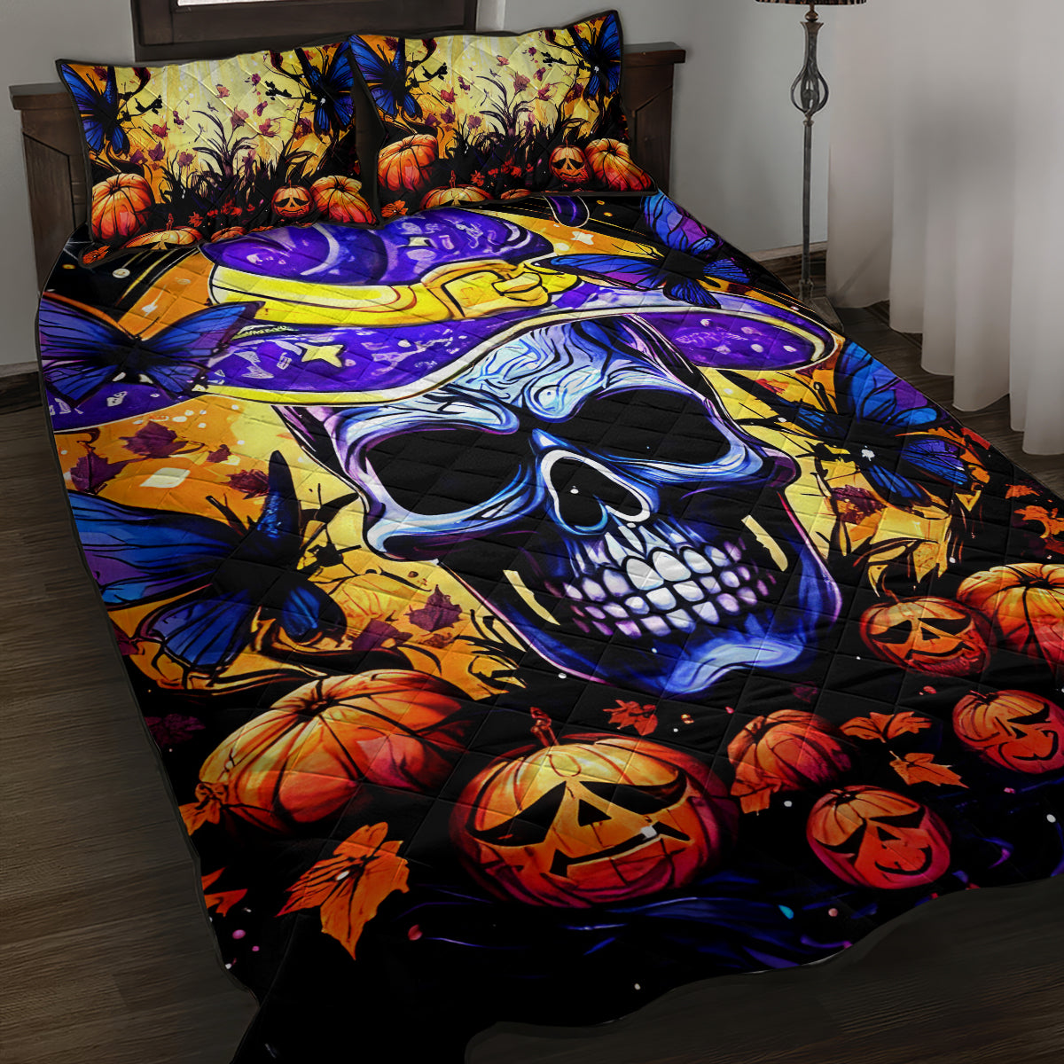 Halloween Skull Quilt Bed Set Please Excuse My Resting Witch Face - Wonder Print Shop