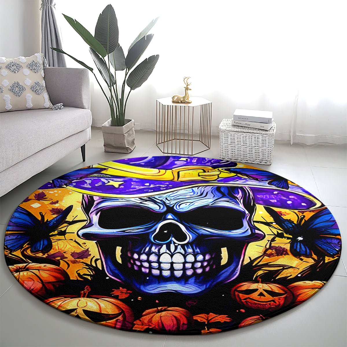 Halloween Skull Round Carpet Please Excuse My Resting Witch Face