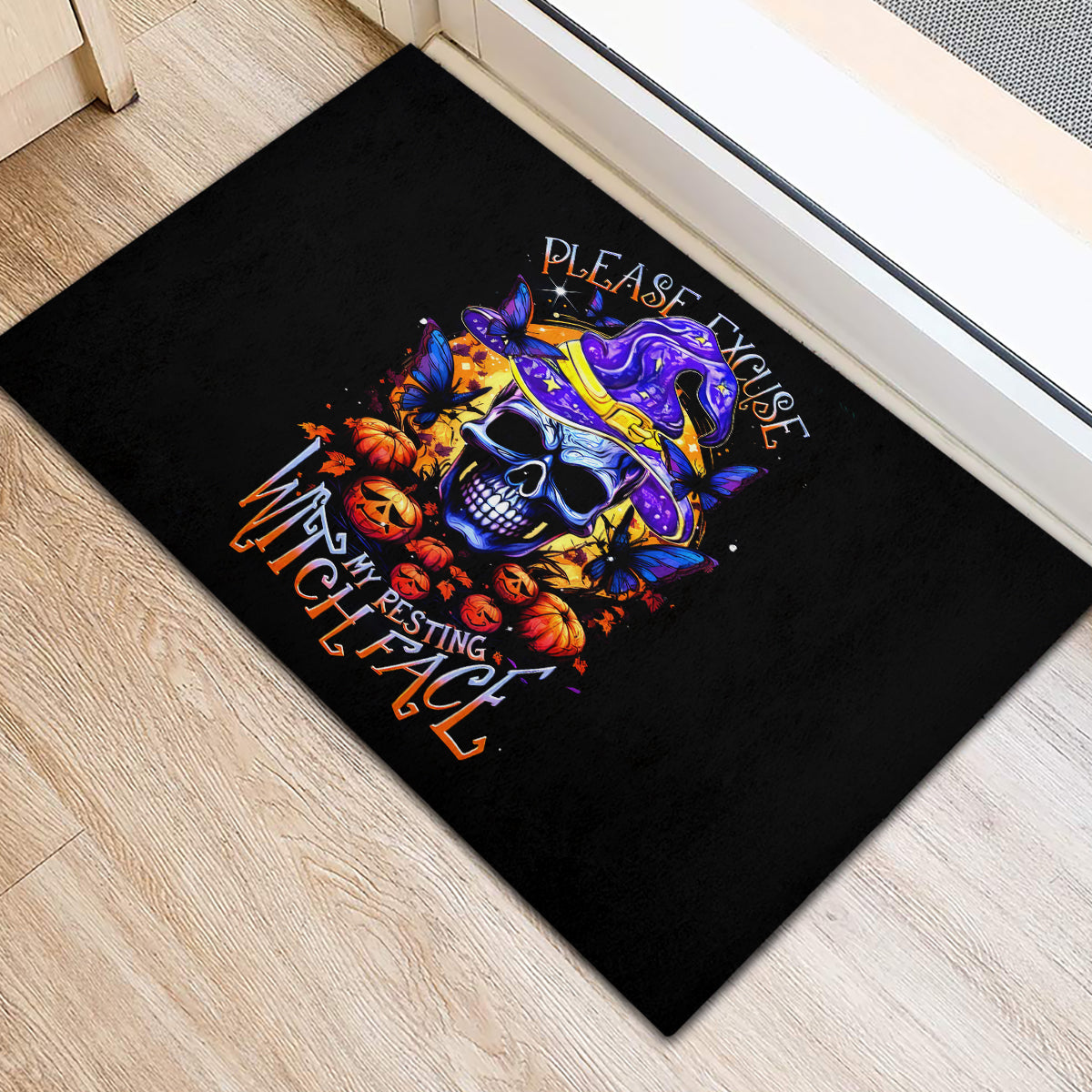 Halloween Skull Rubber Doormat Please Excuse My Resting Witch Face - Wonder Print Shop