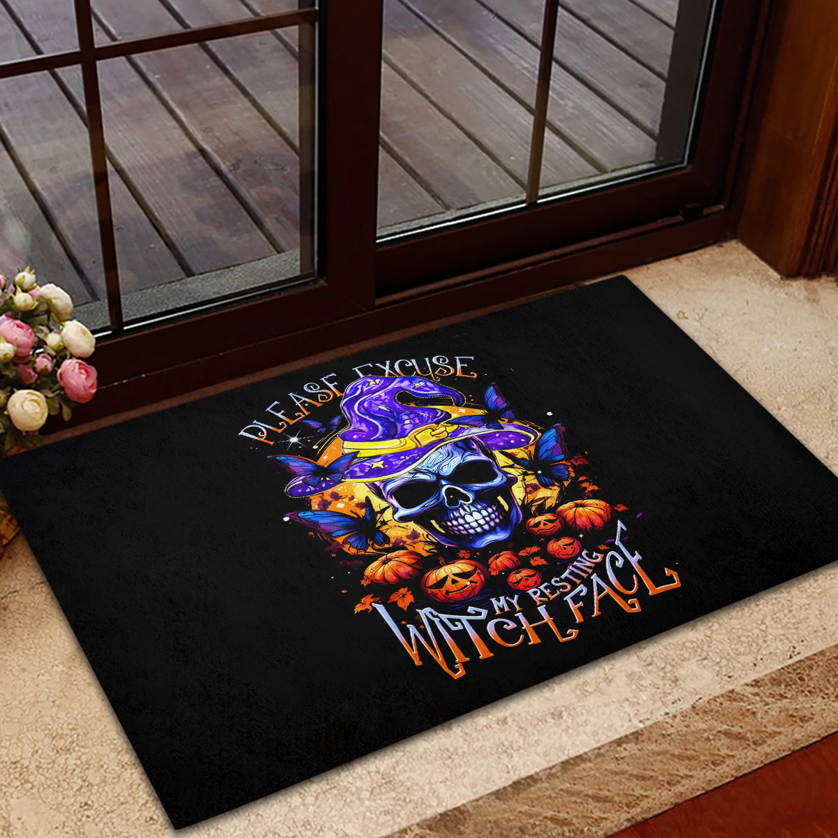 Halloween Skull Rubber Doormat Please Excuse My Resting Witch Face - Wonder Print Shop