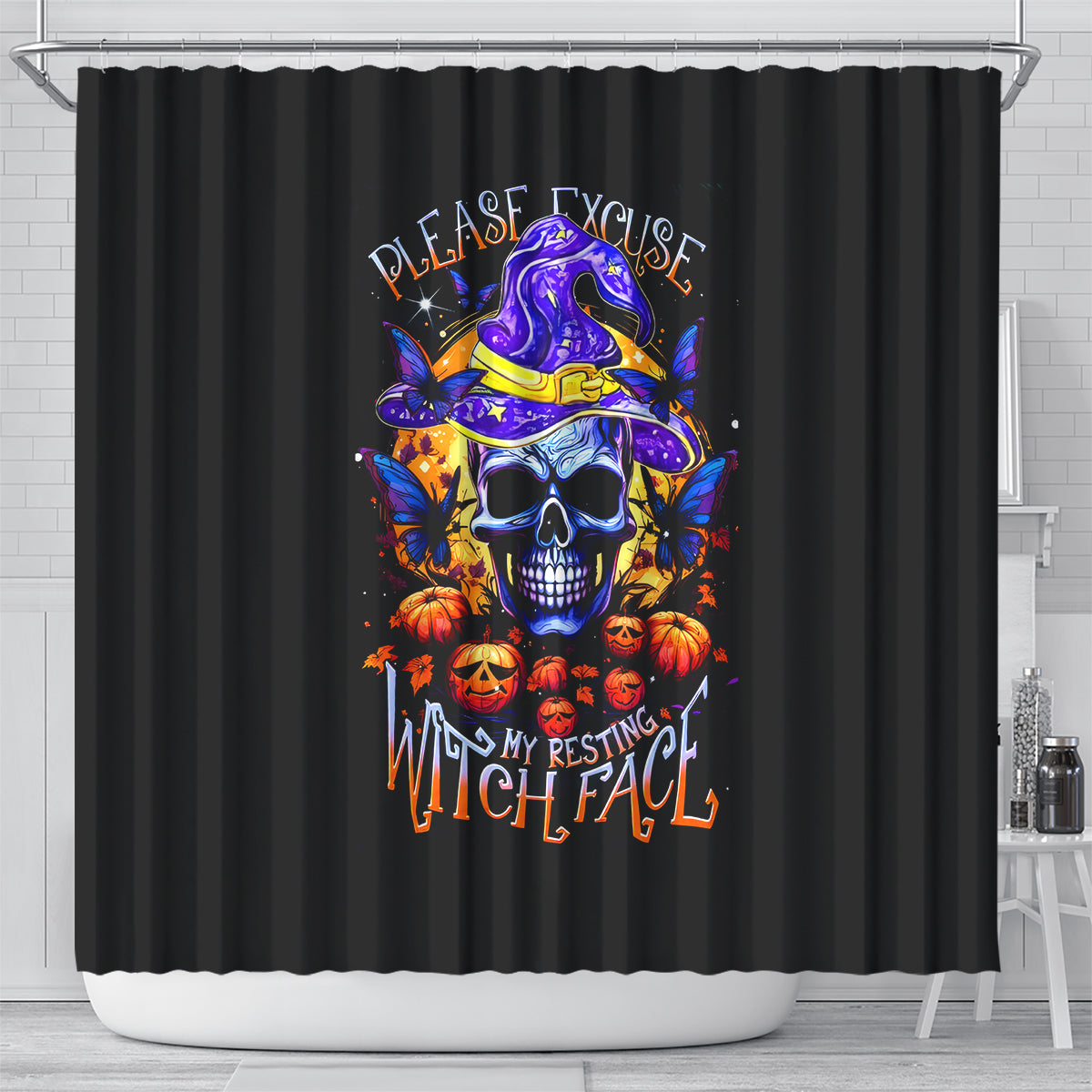 halloween-skull-shower-curtain-please-excuse-my-resting-witch-face