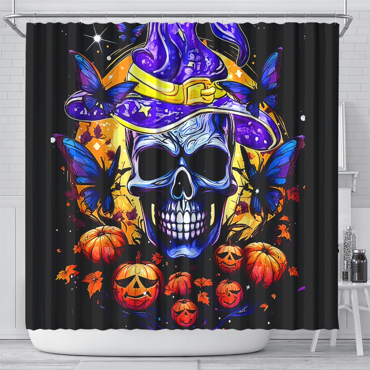 Halloween Skull Shower Curtain Please Excuse My Resting Witch Face