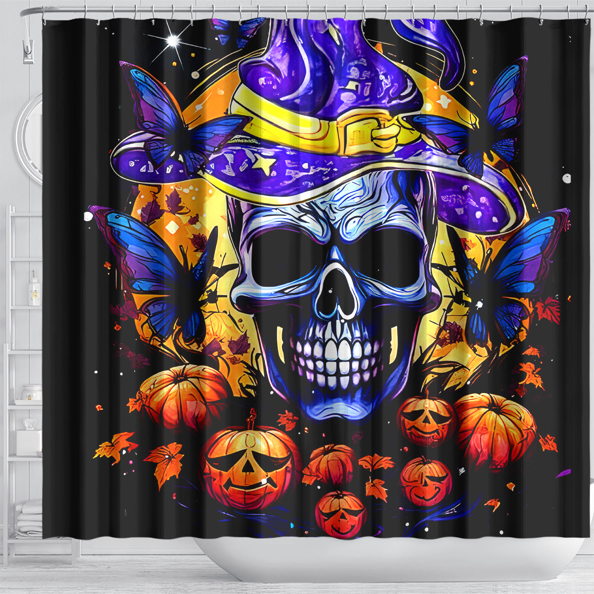 Halloween Skull Shower Curtain Please Excuse My Resting Witch Face