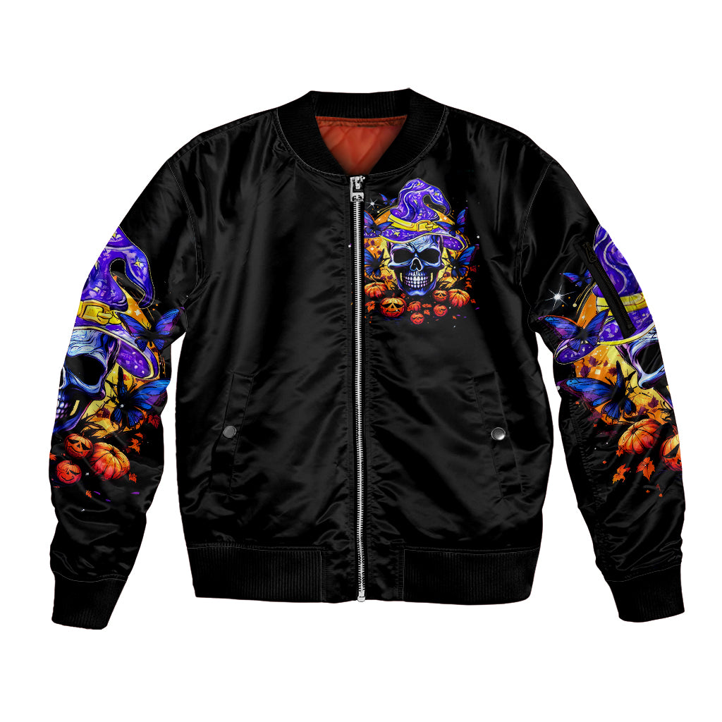 Halloween Skull Sleeve Zip Bomber Jacket Please Excuse My Resting Witch Face - Wonder Print Shop